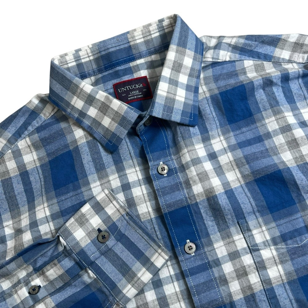 UNTUCKit Fiano Mens Large Multicolor Plaid Long Sleeve Button Up‎ Flannel Shirt